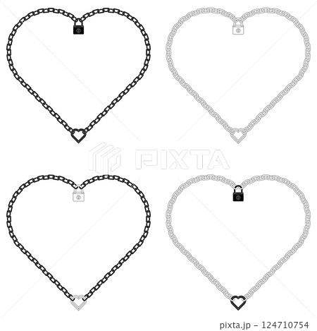 Padlock with heart shaped chains 124710754