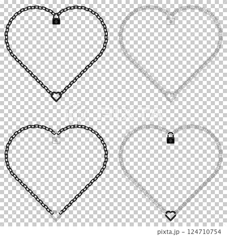 Padlock with heart shaped chains 124710754