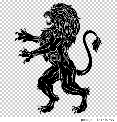 Rampant lion heraldic design Rampant lion heraldic design 124710755