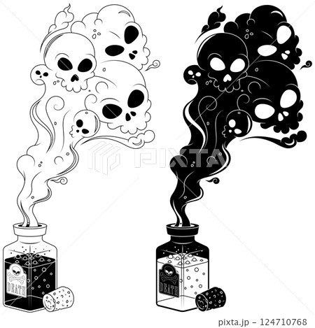 Poison bottle with toxic smoke Poison bottle with toxic smoke 124710768
