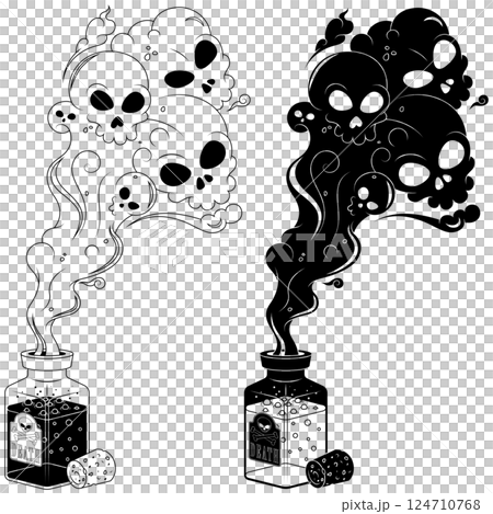 Poison bottle with toxic smoke Poison bottle with toxic smoke 124710768