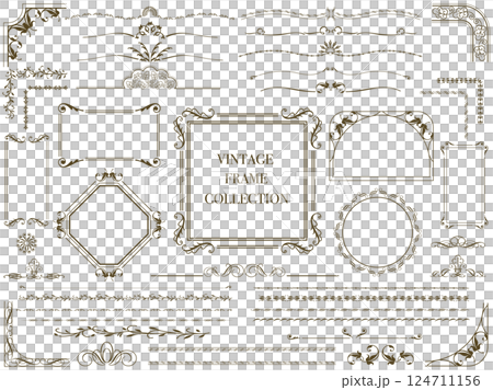モノクロームのベクタービンテージフレームセット 124711156