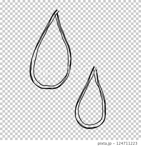 手繪兩滴標記線圖示。具有多條重疊線的單色向量插圖。 124711223