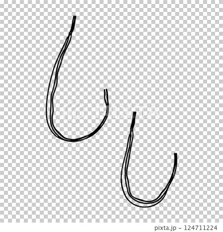 冷汗符號手繪線圖示單色向量插圖，帶有多條重疊線 124711224