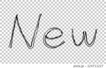 新的字母手繪線圖示單色向量插圖，帶有多條重疊線 124711227