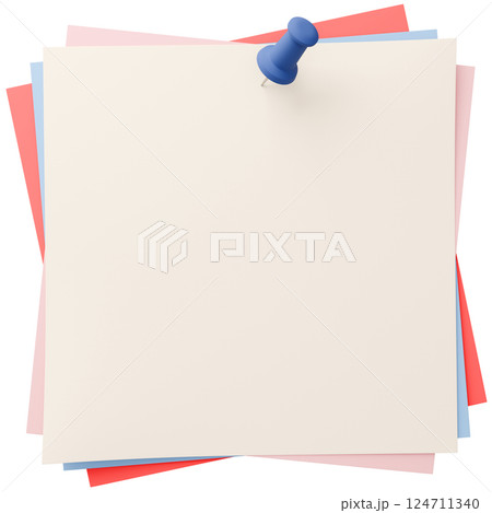 3D背景素材_画鋲_紙_カラフル 124711340