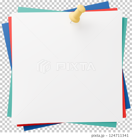 3D背景素材_画鋲_紙_カラフル 124711341