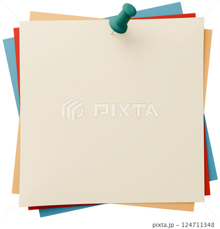 3D背景素材_画鋲_紙_カラフル 3D背景素材_画鋲_紙_カラフル 124711348