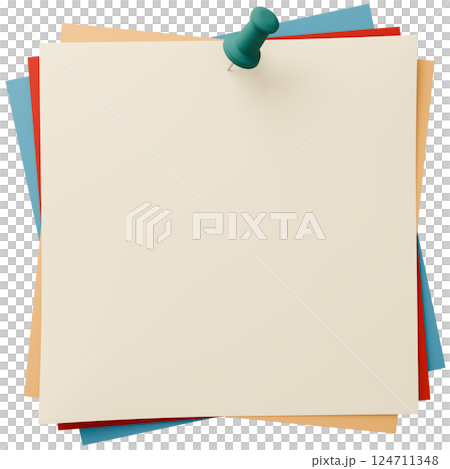 3D背景素材_画鋲_紙_カラフル 3D背景素材_画鋲_紙_カラフル 124711348