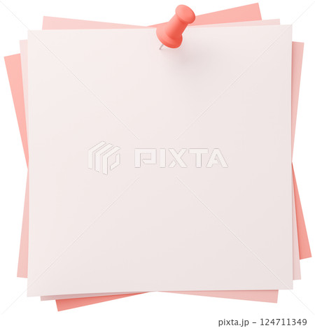 3D背景素材_画鋲_紙_ピンク 3D背景素材_画鋲_紙_ピンク 124711349