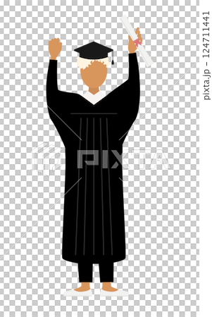 A simple illustration of a black female graduate wearing a graduation gown and a mortarboard posing with her diploma A simple illustration of a black female graduate wearing a graduation gown and a mortarboard posing with her diploma 124711441
