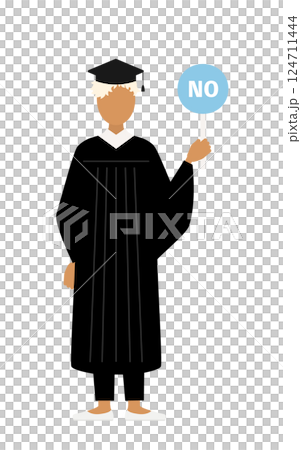 一位身穿畢業服、頭戴學位帽、手拿不沾棒的黑人女畢業生的簡單插圖 一位身穿畢業服、頭戴學位帽、手拿不沾棒的黑人女畢業生的簡單插圖 124711444