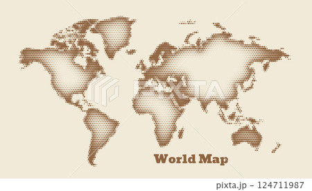 vintage color world map in cartography style template design 124711987