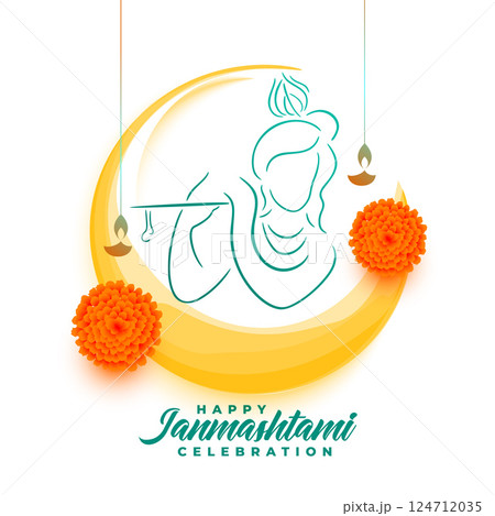 creative krishna janmashtami festival greeting card design 124712035