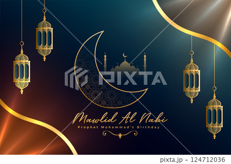 mawlid al nabi islamic beautiful greeting design 124712036