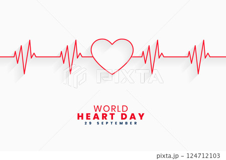 line style world heart day medical poster with heartbeat design 124712103