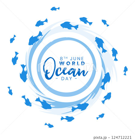 international ocean day background with aquatic fish swirl design international ocean day background with aquatic fish swirl design 124712221