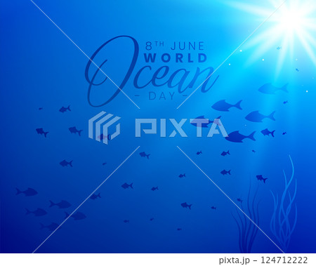 world ocean background with deep sea blue and sunlight effect world ocean background with deep sea blue and sunlight effect 124712222