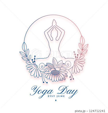 artistic 21st june yoga day background in line style artistic 21st june yoga day background in line style 124712241