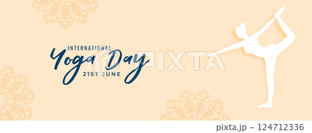 nice international yoga day fitness banner in paper style 124712336