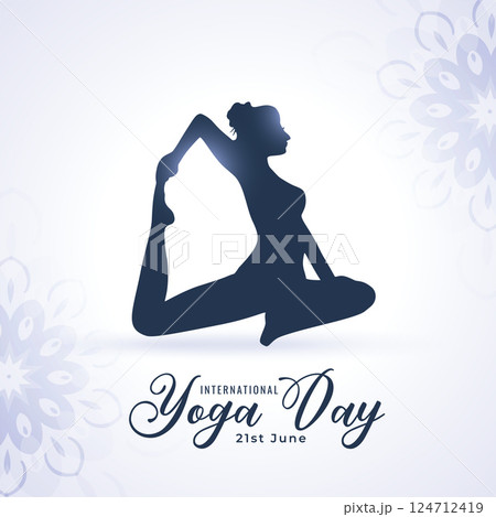 nice women silhouette background for 21st world yoga day 124712419