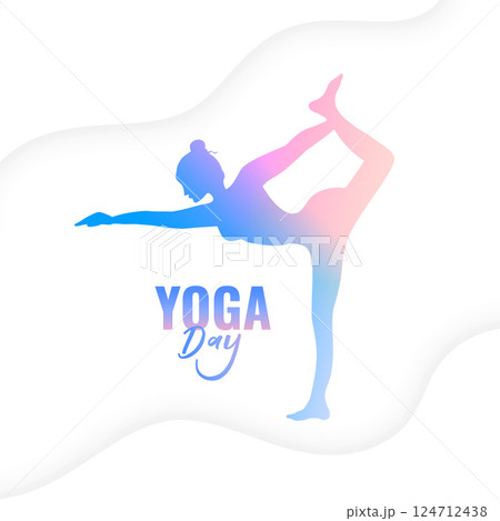 stylish happy yoga day background with women doing exercise stylish happy yoga day background with women doing exercise 124712438