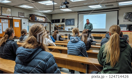 Engaging educational seminar in rustic...のイラスト素材 [124714426] - PIXTA