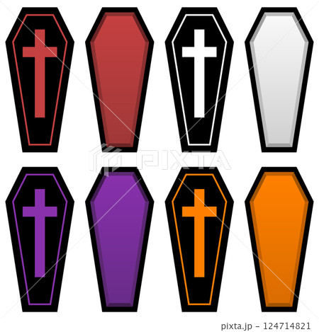 棺桶 空の容器と蓋4色セット 124714821