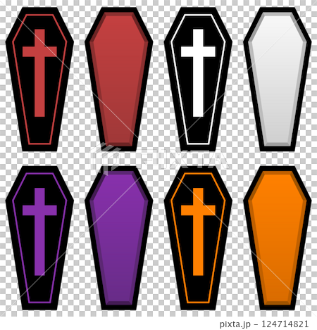 棺桶 空の容器と蓋4色セット 124714821