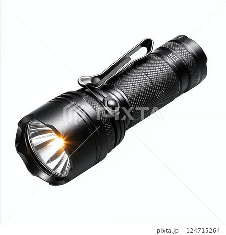 Sleek tactical flashlight with clip for outdoor adventures and emergency use 124715264