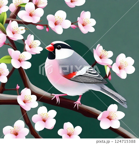 花と可愛い野鳥 124715388