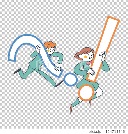 !? mark, a student in uniform running with knowledge easily Stock illustration material !? mark, a student in uniform running with knowledge easily Stock illustration material 124715546