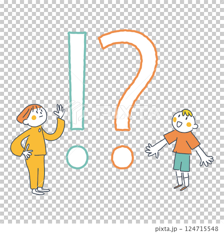 小學生在！前進行對話？標記和知識庫存插圖素材 124715548