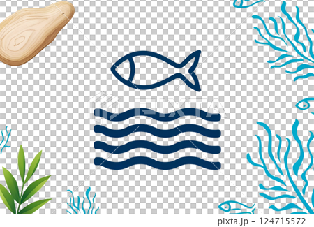 白色背景下以水族館為靈感的設計插圖 白色背景下以水族館為靈感的設計插圖 124715572