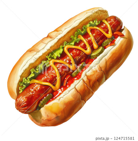 Hot Dog Illustration 124715581