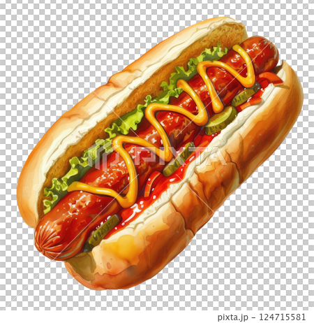 Hot Dog Illustration 124715581