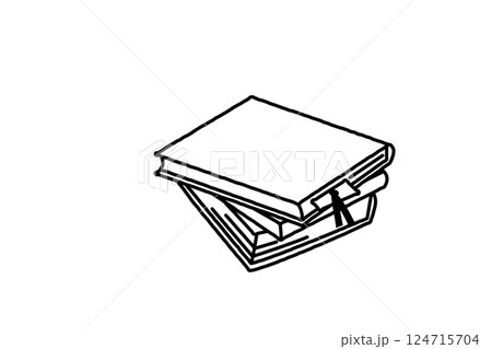 シンプルなしおりが挟まった本の線画イラスト ベクター 黒 シンプルなしおりが挟まった本の線画イラスト ベクター 黒 124715704