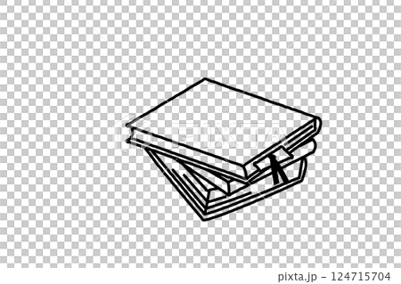 シンプルなしおりが挟まった本の線画イラスト ベクター 黒 シンプルなしおりが挟まった本の線画イラスト ベクター 黒 124715704