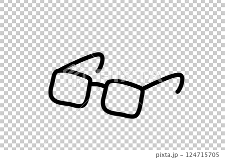 シンプルなメガネの線画イラスト　ベクター　黒 124715705