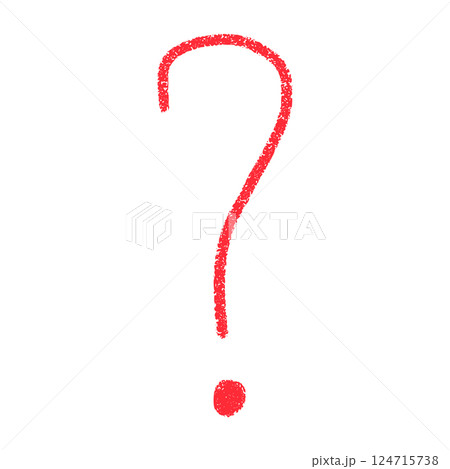 Hand-drawn question mark icon with sketch-style details. Curious doodle symbol for FAQ sections or inquiry prompts. Flat vector illustration isolated on white background. 124715738