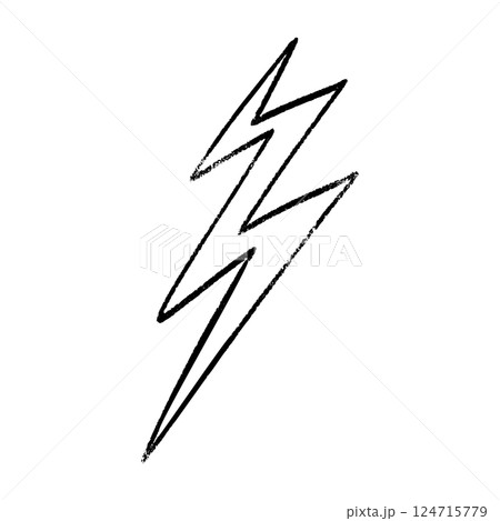 Lightning thunderbolt pictogram outline. Power logo with electric flash energy. Flat vector illustration isolated on white background. 124715779