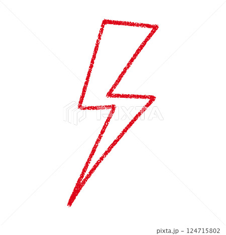 Red Hand-drawn doodle elements lightning, thunderbolt sketchy crayon scribble style with rock vibe. Flat vector illustration isolated on white background. Red Hand-drawn doodle elements lightning, thunderbolt sketchy crayon scribble style with rock vibe. Flat vector illustration isolated on white background. 124715802