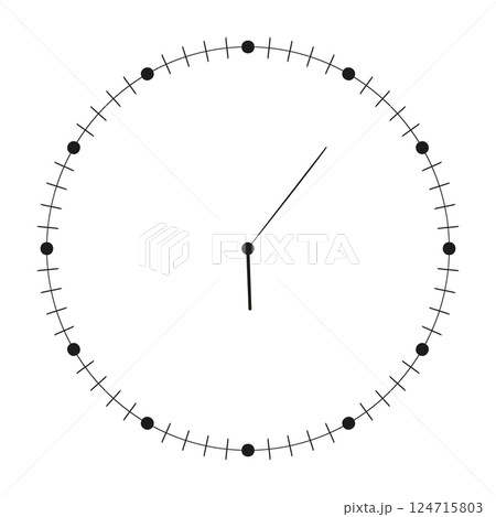 Round clock face with stopwatch dial, time meter scale, speedometer marks, and minimal line icon design. Flat vector illustration isolated on white background. 124715803