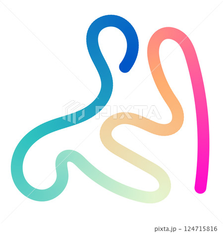 Abstract wavy gradient lines with fluid ribbon shapes, colorful 3D pattern, geometric and organic design elements. Flat vector illustration isolated on white background. Abstract wavy gradient lines with fluid ribbon shapes, colorful 3D pattern, geometric and organic design elements. Flat vector illustration isolated on white background. 124715816