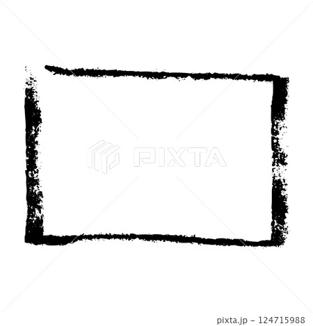 Hand-drawn rectangular frame with rough brush strokes, sketchy pencil and chalk outline, scribbled square border for design. Flat vector illustration isolated on white background. Hand-drawn rectangular frame with rough brush strokes, sketchy pencil and chalk outline, scribbled square border for design. Flat vector illustration isolated on white background. 124715988
