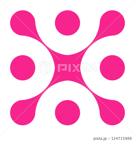 Pink circle blob connect pattern. Organic morphing shapes and logo dots. Flat vector illustration isolated on white background. Pink circle blob connect pattern. Organic morphing shapes and logo dots. Flat vector illustration isolated on white background. 124715989