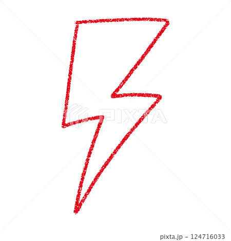 Red Hand-drawn doodle elements lightning, thunderbolt sketchy crayon scribble style with rock vibe. Flat vector illustration isolated on white background. 124716033
