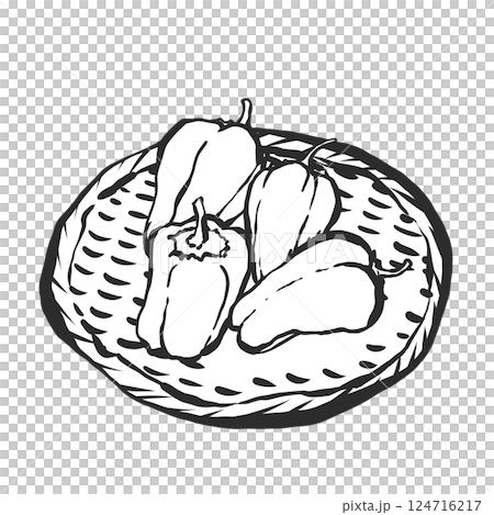 ピーマンの手描き筆絵風イラスト ピーマンの手描き筆絵風イラスト 124716217