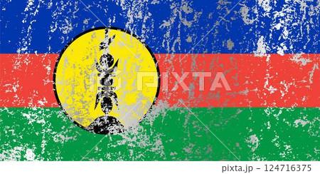 New Caledonia flag with grunge effect. New Caledonia flag with grunge effect. 124716375