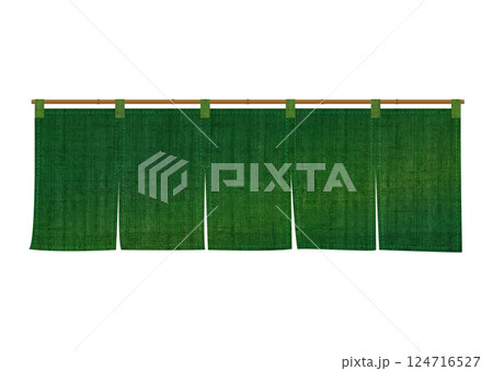 緑の麻布の揺れる暖簾 のれん 124716527